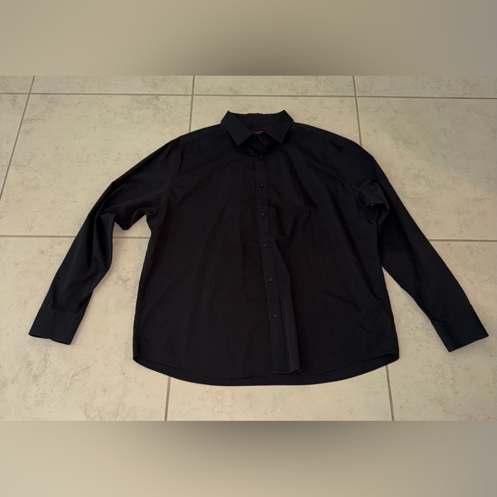 Untuckit Men’s Black Long Sleeve Button Down Shirt - Relaxed Fit - Xxl